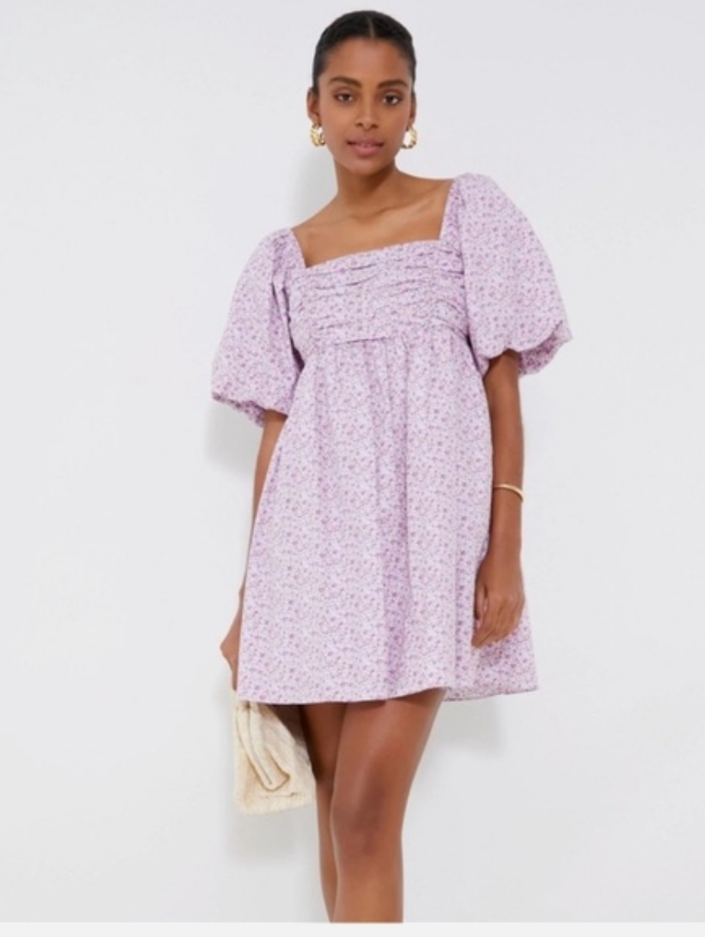 Hyacinth House Tuckernuck Bartlett Floral Mini Dress Puff Sleeve Babydoll Large